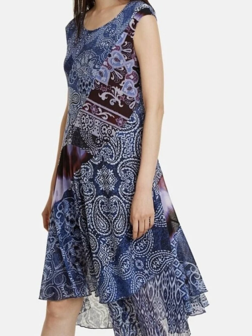 Desigual patchwork bandana paisley print midi dress size XL colorful bohemian